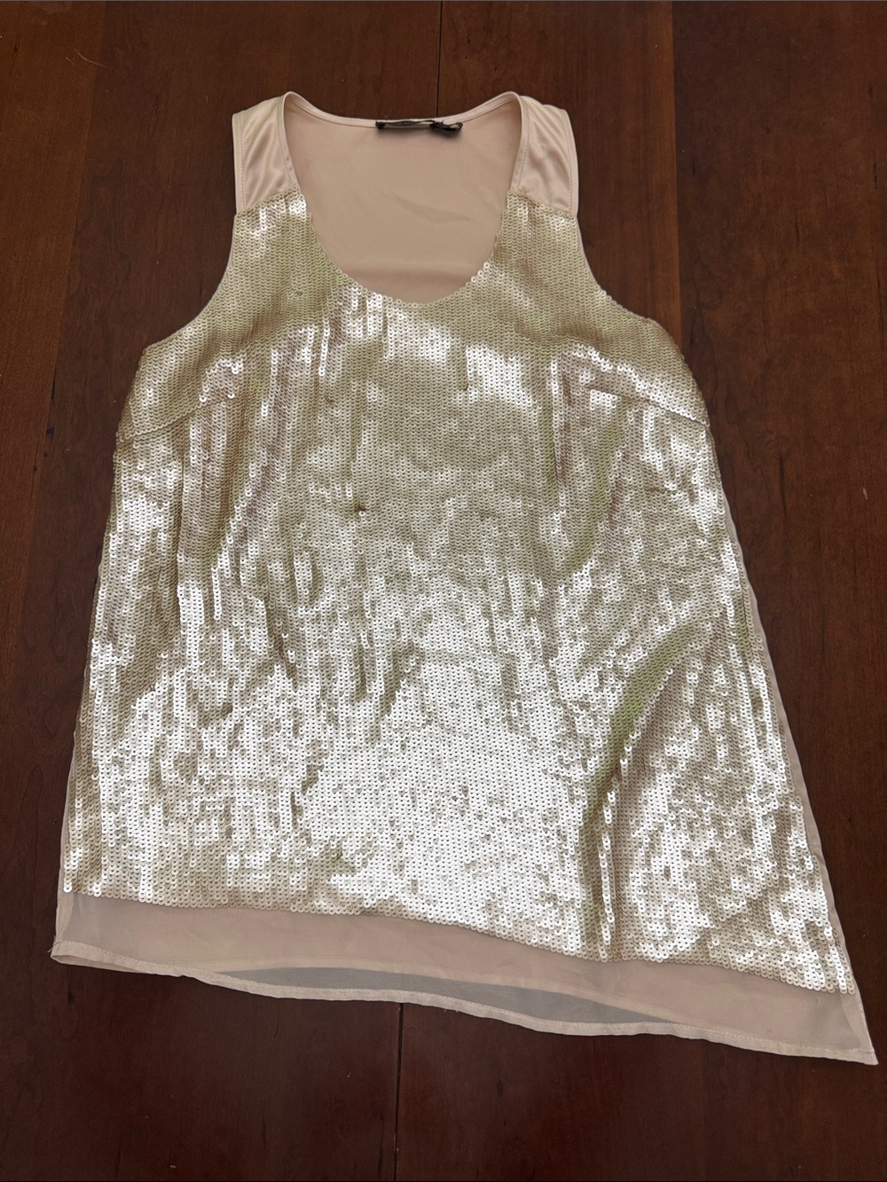 Shimmery Sleeveless Sequin Tank in champagne